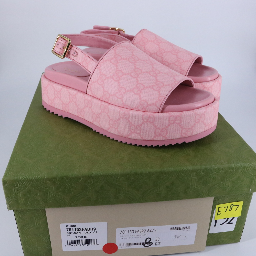 Gucci 38 Candy Pink GG supreme Platform Y2K Chunky Platforms E787 - Picture 2 of 15